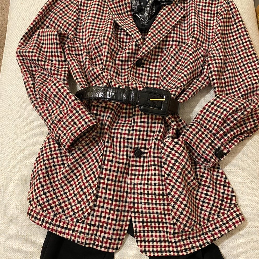 Pendleton Red Black Cream Houndstooth Blazer Jacket